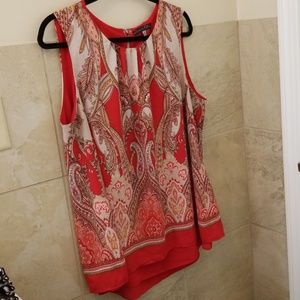 Red highneck blouse